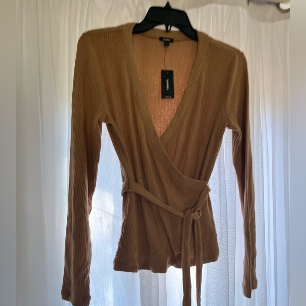 Express wrap detail sweater cardigan NWT womens size small brown top layer